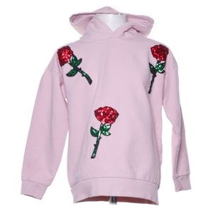Zara soft pink sequined roses sweatshirt